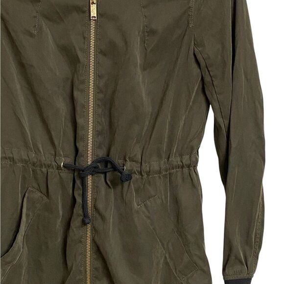 H&M Waist Tie Lightweight Bomber Jacket Women's Size 4 Army Green Military Chic - Picture 7 of 16